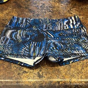Fleo Blue and Black Patterned Athletic Shorts